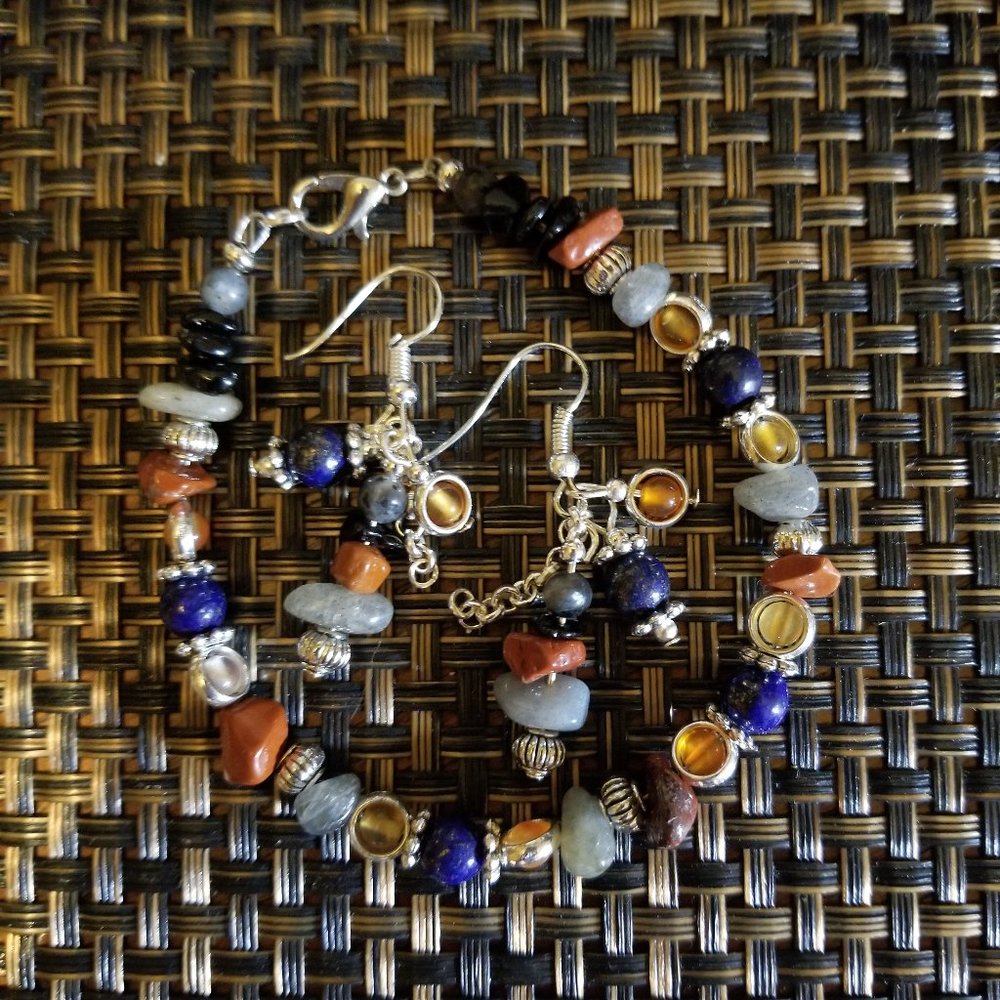 2 pc Multistone Bracelet & Earring Set